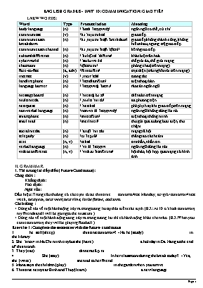 Ôn tập môn Tiếng Anh Lớp 8 - Unit 10: Communi