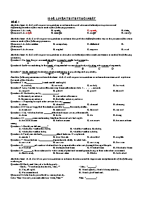 10 Đề luyện thi THPT môn Tiếng Anh mới nhất