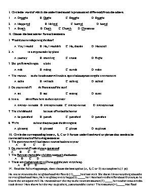 Bài kiểm tra 45 phút môn Tiếng Anh