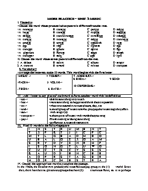 Bài luyện tập thêm môn Tiếng Anh Lớp 10 - Unit 3: Music