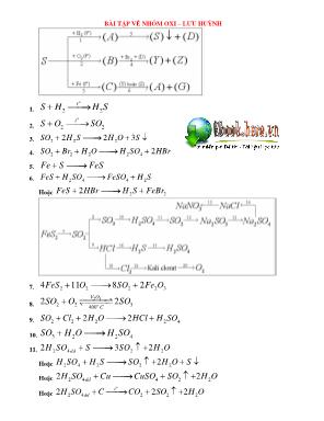 Bài tập môn Hóa học Lớp 10 nâng cao - Chuyên đề về nhóm oxi-lưu huỳnh