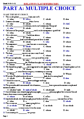 Bài tập Relative Clauses