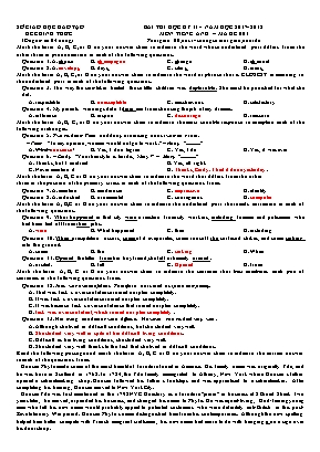 Bài thi học kỳ II môn Tiếng Anh 12 - Năm học 2017-2018 - Mã đề 001