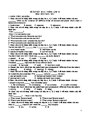 Bộ đề ôn tập học kì 2 môn Tiếng Anh 10 - Năm học 2010-2011