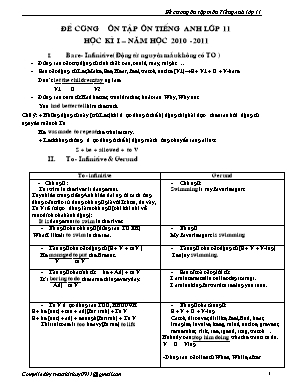 Đề cương ôn tập học kì I môn Tiếng Anh Lớp 11 - Năm học 2010-2011