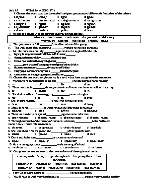 Đề cương ôn thi môn Tiếng Anh Lớp 12 - Unit 15: Women in society