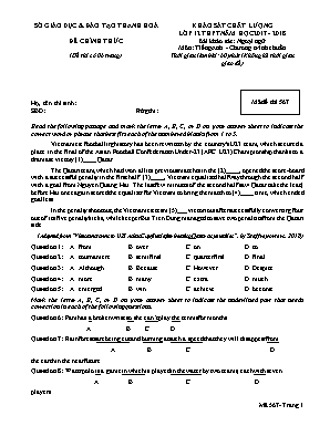 Đề khảo sát chất lượng lớp 12 THPT môn Tiếng Anh - Năm học 2017-2018 - Mã đề thi 567