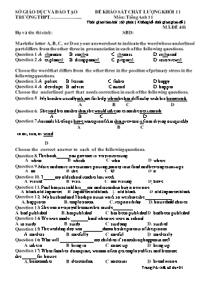 Đề khảo sát chất lượng môn Tiếng Anh 11 - Mã đề thi 401