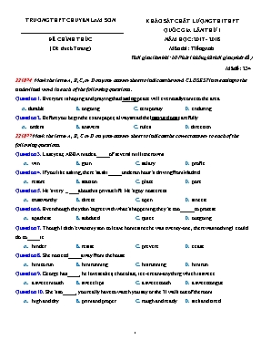 Đề khảo sát chất lượng thi THPT Quốc gia lần thứ I môn Tiếng Anh - Năm học 2017-2018