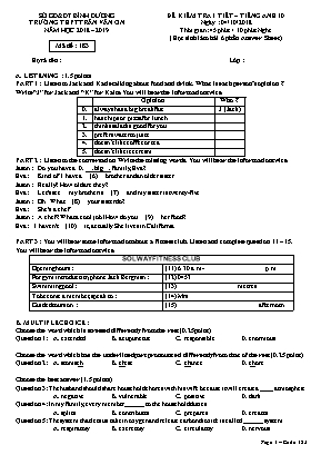 Đề kiểm tra 1 tiết Tiếng Anh 10 - Năm học 2018-2019 - Mã đề 183