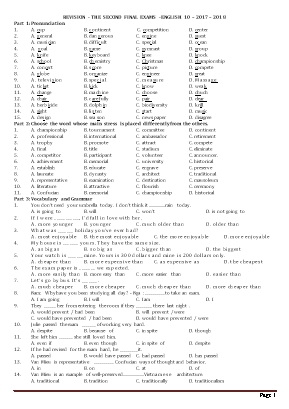 Đề kiểm tra cuối học kỳ II môn Tiếng Anh Lớp 10 - Năm học 2017-2018