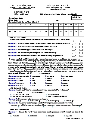 Đề kiểm tra học kỳ I môn Tiếng Anh lớp 12 cơ bản - Mã đề 326