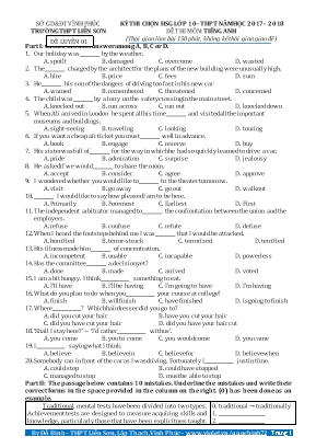 Đề luyện thi chọn học giỏi lớp 10 THPT môn Tiếng Anh - Năm học 2017-2018 - Đề luyện 01