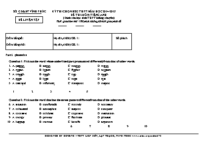 Đề luyện thi chọn học sinh giỏi THPT môn Tiếng Anh - Năm học 2014-2015