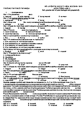 Đề luyện thi học kỳ I môn Tiếng Anh 11 - Năm học 2018-2019