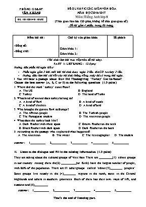 Đề olympic các môn văn hóa Lớp 8 - Môn Tiếng 