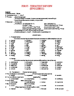 Đề ôn tập và kiểm tra học kì 1 môn Tiếng Anh Lớp 11 - Năm học 2014-2015