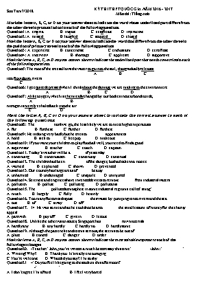 Đề ôn thi THPT Quốc gia số 1 môn Tiếng Anh - Năm học 2016-2017