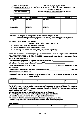 Đề thi chọn đội tuyển dự thi học sinh giỏi Quốc gia THPT năm 2018 môn Tiếng Anh