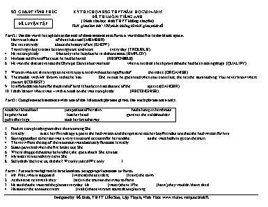 Đề thi chọn học sinh giỏi THPT môn Tiếng Anh - Năm học 2014-2015 (Dành cho học sinh THPT không chuyên)