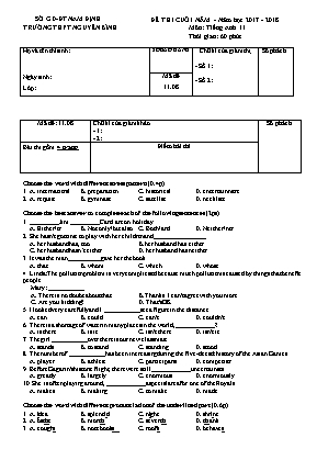 Đề thi cuối năm môn Tiếng Anh 11 - Năm học 20