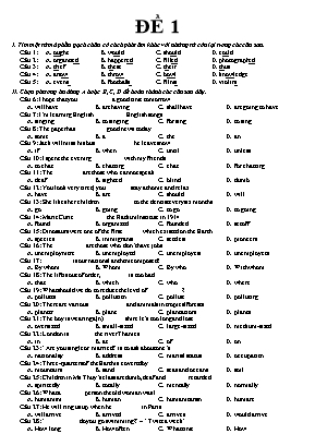 Đề thi học kì 1 môn Tiếng Anh Lớp 10 - Đề 1