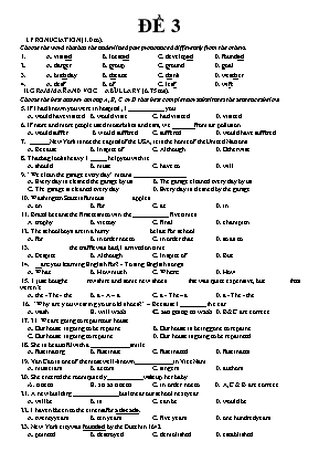 Đề thi học kì 1 môn Tiếng Anh Lớp 10 - Đề 3