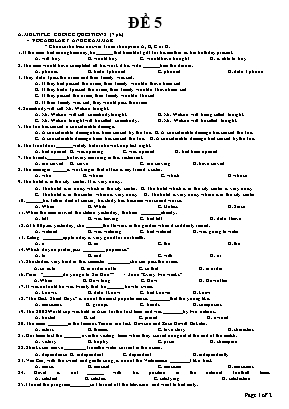 Đề thi học kì 1 môn Tiếng Anh Lớp 10 - Đề 5
