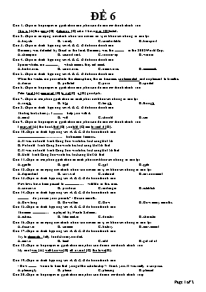 Đề thi học kì 1 môn Tiếng Anh Lớp 10 - Đề 6