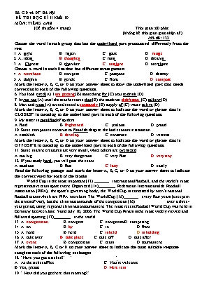 Đề thi học kì II Khối 10 môn Tiếng Anh