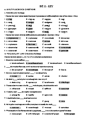 Đề thi học sinh giỏi môn Tiếng Anh Lớp 11 (Có đáp án)