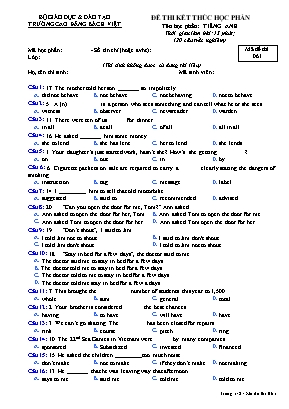 Đề thi kết thúc học phần Tiếng Anh - Mã đề thi 061