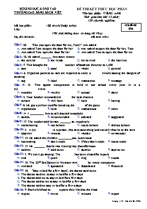 Đề thi kết thúc học phần Tiếng Anh - Mã đề thi 896