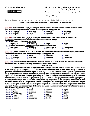 Đề thi khảo sát chất lượng lần I môn Tiếng An