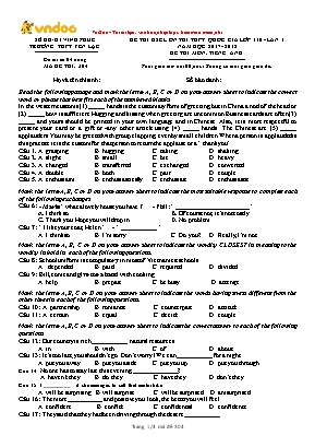 Đề thi khảo sát chất lượng ôn thi THPT Quốc gia lần 1 môn Tiếng Anh Lớp 10 - Năm học 2017-2018 - Mã đề thi 304
