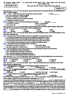 Đề thi khảo sát kiến thức THPT lần 2 môn Tiếng Anh - Năm học 2017-2018 - Mã đề thi: 123