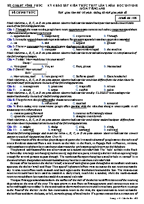 Đề thi khảo sát kiến thức THPT lần 2 môn Tiếng Anh - Năm học 2017-2018 - Mã đề thi: 108