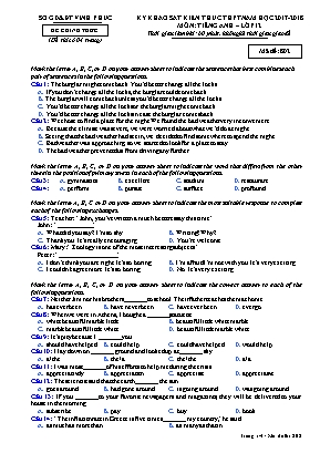 Đề thi khảo sát kiến thức THPT môn Tiếng Anh Lớp 12 - Năm học 2017-2018 - Mã đề 802