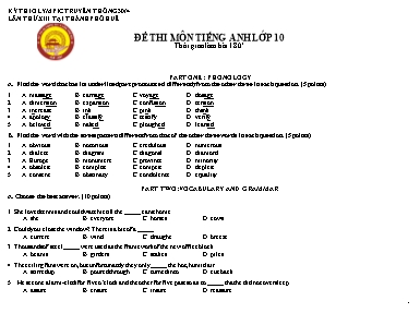 Đề thi Olympic truyền thống 30/4 môn Tiếng Anh Lớp 10