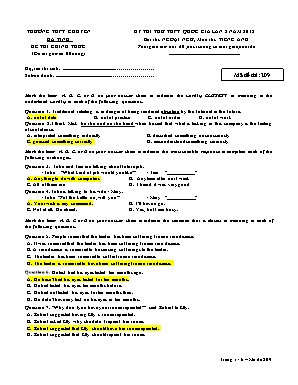 Đề thi thử THPT Quốc gia lần 2 năm 2018 môn Tiếng Anh - Mã đề thi 209 (Có đáp án)
