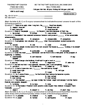 Đề thi thử THPT Quốc gia lần 2 năm 2018 môn Tiếng Anh - Trường THPT chuyên Phan Bội Châu