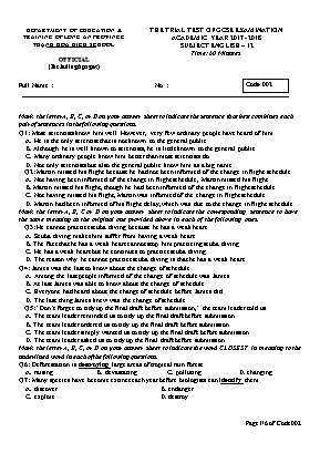Đề thi thử THPT Quốc gia môn Tiếng Anh Lớp 12- Năm học 2017-2018 - Mã đề 002