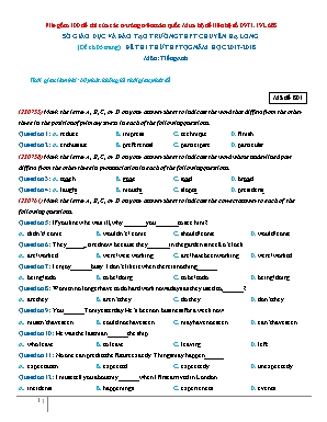 Đề thi thử THPT Quốc gia môn Tiếng Anh - Năm học 2017-2018 (Có đáp án)