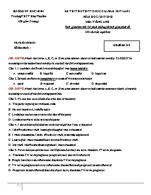 Đề thi thử THPT Quốc gia năm 2017 lần 1 môn Tiếng Anh - Năm học 2017-2018 - Trường THPT Hàn Thuyên