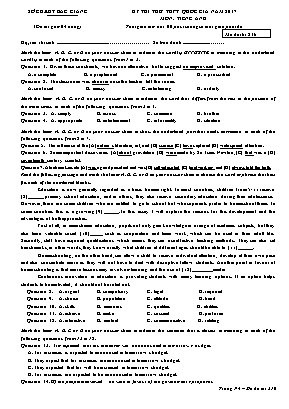 Đề thi thử THPT Quốc gia năm 2017 môn Tiếng A