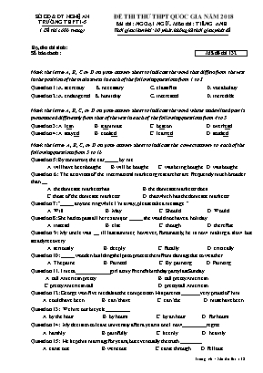 Đề thi thử THPT Quốc gia năm 2018 môn Tiếng Anh - Trường THPT 1-5