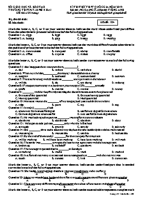 Đề thi thử THPT Quốc gia năm 2019 môn Tiếng A