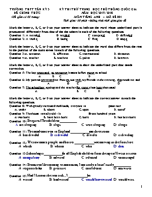 Đề thi thử Trung học Phổ thông Quốc gia môn Tiếng Anh - Năm học 2017-2018