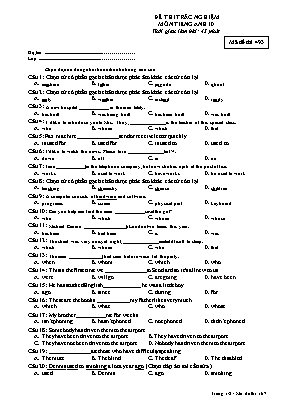 Đề thi trắc nghiệm môn Tiếng Anh 10 - Mã đề thi 493