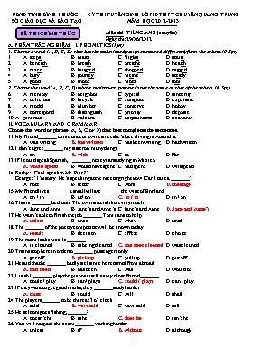 Đề thi tuyển sinh vào lớp 10 THPT chuyên Quang Trung môn Tiếng Anh - Năm học 2012-2013